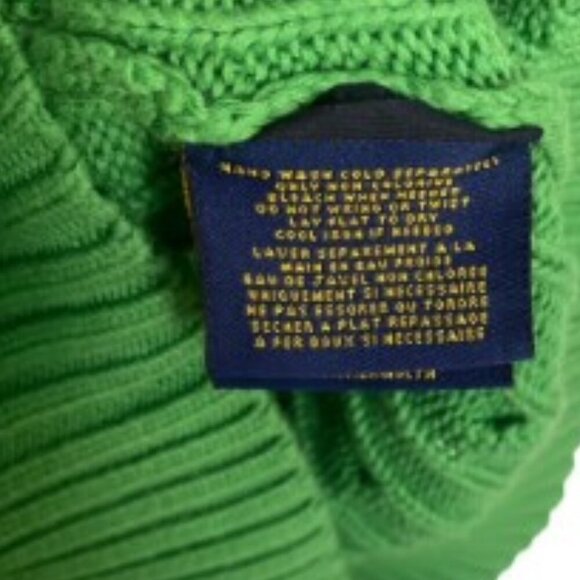 Ralph Lauren Rugby Green Cable Knit Sweater Small - Picture 5 of 5